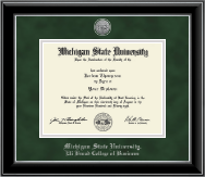 Michigan State University Silver Engraved Medallion Diploma Frame in Onyx Silver