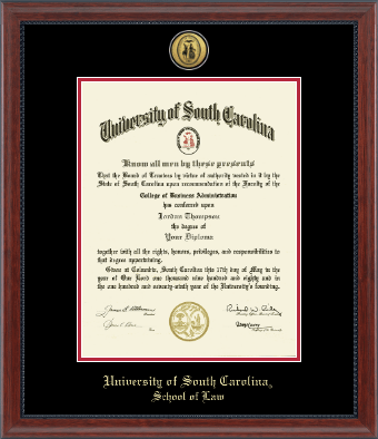 University of South Carolina School of Law diploma frame - Gold Engraved Medallion Diploma Frame in Signature