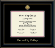 Grove City College Gold Engraved Medallion Diploma Frame in Onyx Gold