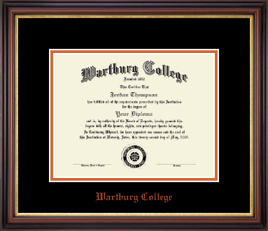 Wartburg College diploma frame - Orange Embossed Diploma Frame in Regency Gold