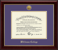 Williams College Gold Engraved Medallion Diploma Frame in Gallery