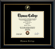 Thomas College Gold Embossed Diploma Frame in Onyx Gold
