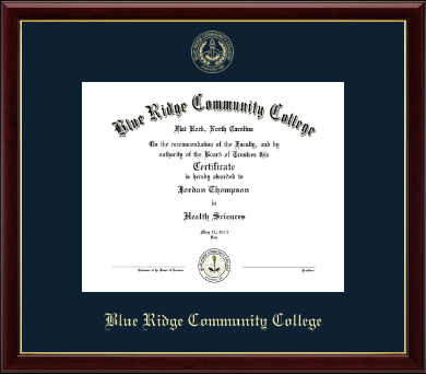 Blue Ridge Community College diploma frame - Gold Embossed Diploma Frame in Galleria