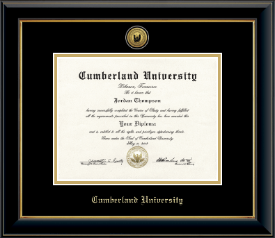 Cumberland University diploma frame - Gold Engraved Medallion Diploma Frame in Onyx Gold