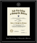 Lake Erie College of Osteopathic Medicine Silver Embossed Diploma Frame in Onexa Silver