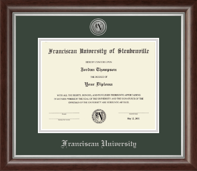Franciscan University of Steubenville diploma frame - Silver Engraved Medallion Diploma Frame in Devonshire
