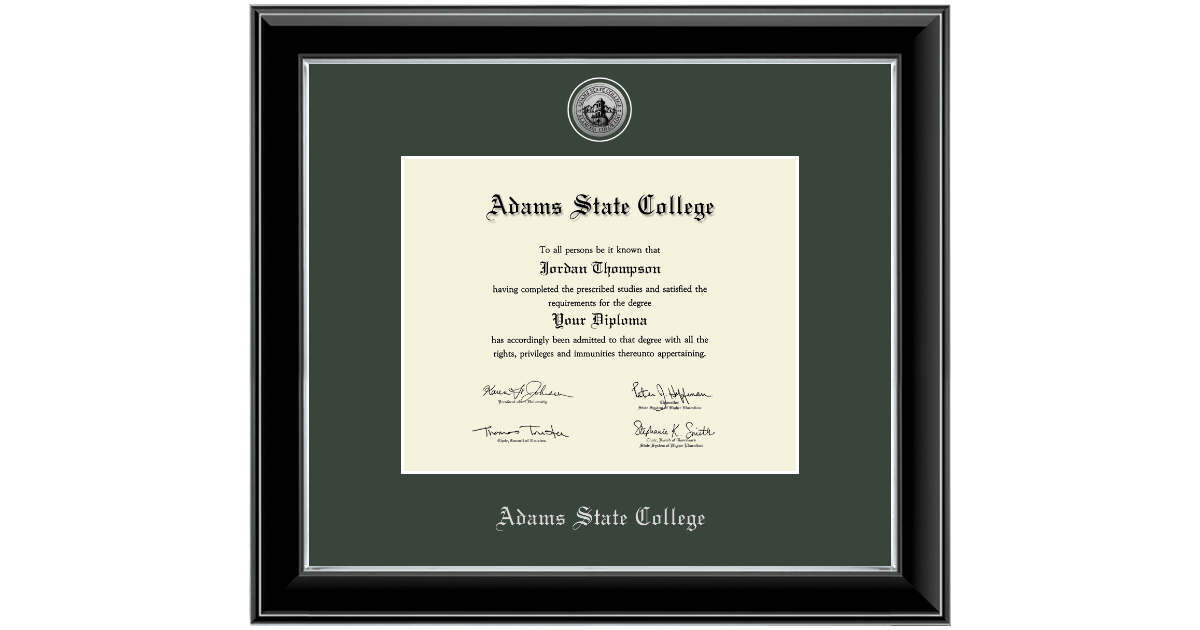 Silver Engraved Medallion Diploma Frame In Onyx Silver Adams State 