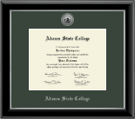 Adams State College Silver Engraved Medallion Diploma Frame in Onyx Silver