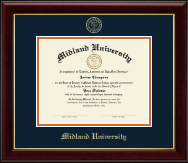 Midland University Gold Embossed Diploma Frame in Gallery