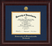 University of Massachusetts Dartmouth Presidential Gold Engraved Diploma Frame in Premier
