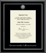 Commonwealth of Massachusetts certificate frame - Silver Engraved Medallion Certificate Frame in Onyx Silver