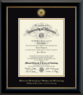 Missouri University of Science and Technology diploma frame - Gold Engraved Medallion Diploma Frame in Onyx Gold