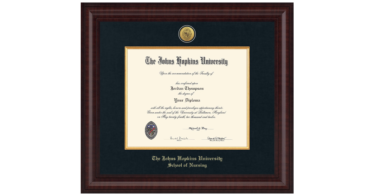 JHU School of Nursing Diploma Frames Church Hill Classics