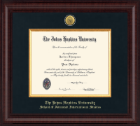 Johns Hopkins University Presidential Gold Engraved Diploma Frame in Premier