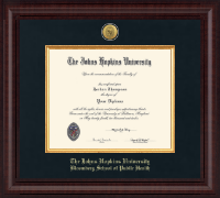 Johns Hopkins University Presidential Gold Engraved Diploma Frame in Premier