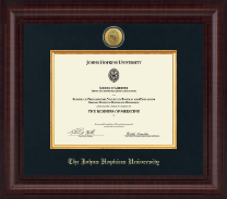 Johns Hopkins University Presidential Gold Engraved Certificate Frame in Premier