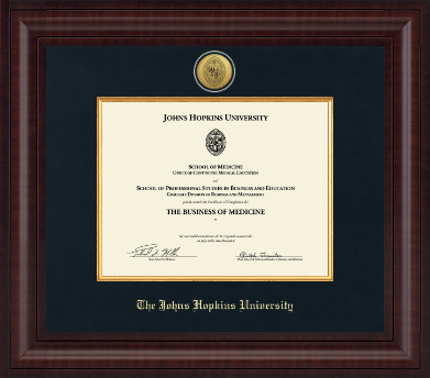 Johns Hopkins University certificate frame - Presidential Gold Engraved Certificate Frame in Premier