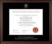 American Board of Physical Therapy Specialties Gold Embossed Certificate Frame in Studio