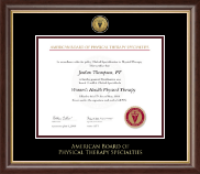 American Board of Physical Therapy Specialties Gold Engraved Medallion Certificate Frame in Hampshire