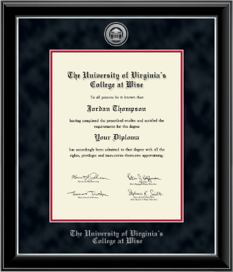 The University of Virginia's College at Wise diploma frame - Silver Engraved Medallion Diploma Frame in Onyx Silver