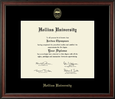 Hollins University diploma frame - Gold Embossed Diploma Frame in Studio