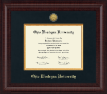 Ohio Wesleyan University Presidential Gold Engraved Diploma Frame in Premier