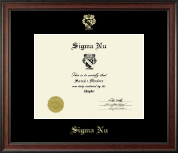 Sigma Nu Fraternity certificate frame - Embossed Certificate Frame in Studio