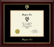 Sigma Nu Fraternity Embossed Certificate Frame in Gallery