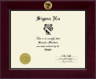 Sigma Nu Fraternity certificate frame - Century Gold Engraved Certificate Frame in Cordova