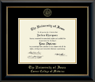 The University of Iowa diploma frame - Gold Embossed Diploma Frame in Onyx Gold