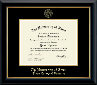 The University of Iowa diploma frame - Gold Embossed Diploma Frame in Onyx Gold