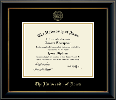 The University of Iowa diploma frame - Gold Embossed Diploma Frame in Onyx Gold