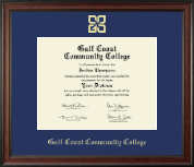 Gulf Coast Community College Gold Embossed Diploma Frame in Studio