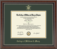 William & Mary Gold Embossed Diploma Frame in Chateau