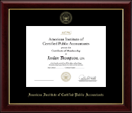 American Institute of Certified Public Accountants Gold Embossed Certificate Frame in Gallery