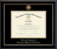 National Registry of Emergency Medical Technicians certificate frame - Gold Engraved Medallion Certificate Frame in Onyx Gold