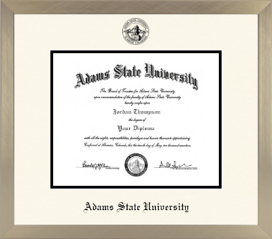 Adams State University diploma frame - Icon in Light Champagne