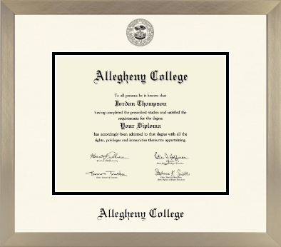 Allegheny College diploma frame - Icon in Light Champagne