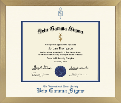 Beta Gamma Sigma Honor Society diploma frame - Icon in Chardonnay