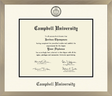 Campbell University diploma frame - Icon in Light Champagne