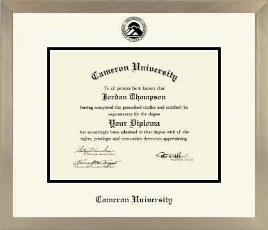 Cameron University diploma frame - Icon in Light Champagne