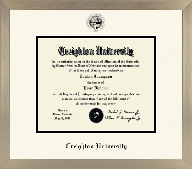 Creighton University diploma frame - Icon in Light Champagne