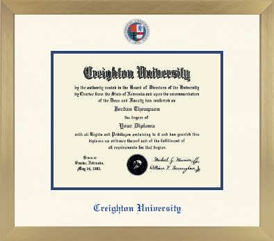 Creighton University diploma frame - Icon in Chardonnay