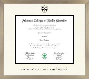 Arkansas Colleges of Health Education diploma frame - Icon in Light Champagne