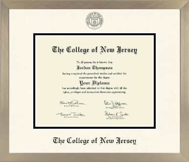 The College of New Jersey diploma frame - Icon in Light Champagne