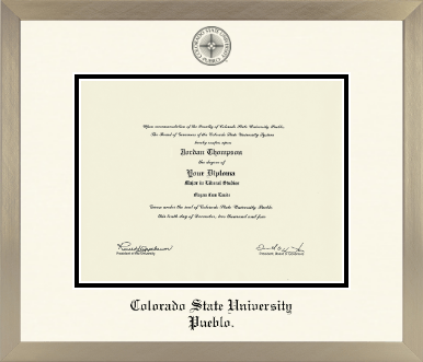 Colorado State University Pueblo diploma frame - Icon in Light Champagne