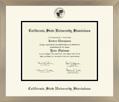 California State University Stanislaus diploma frame - Icon in Light Champagne