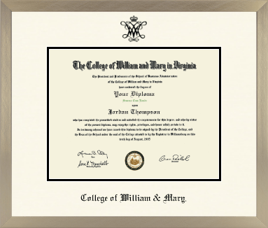 William & Mary diploma frame - Icon in Light Champagne