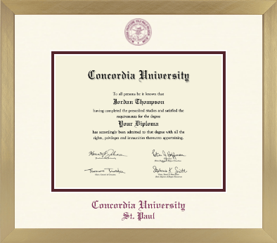 Concordia University Saint Paul Minnesota diploma frame - Icon in Chardonnay