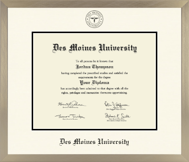 Des Moines University diploma frame - Icon in Light Champagne